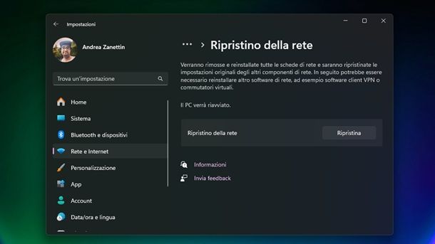 Come ripristinare le impostazioni di rete