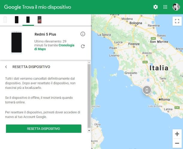 Trova il mio dispositivo Google