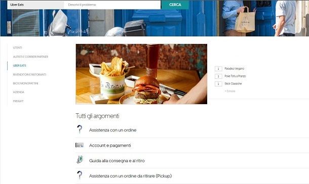 Uber Eats assistenza_PC