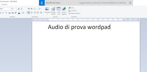 sbobinare un audio su Windows con wordpad