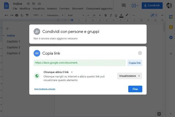 Condividere documento Google