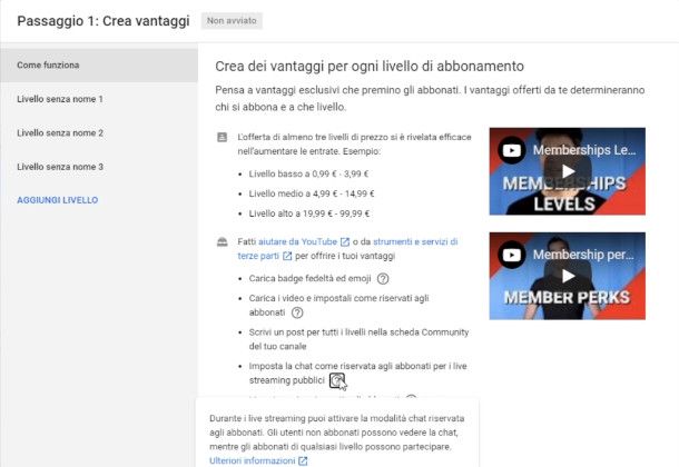 Impostazione pagamenti su YouTube Studio