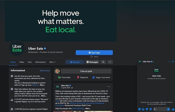 Uber eats Facebook