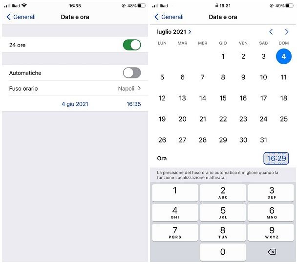 Come cambiare ora su iPhone manualmente