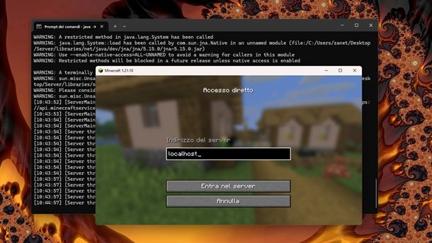 Server in funzione Java Minecraft
