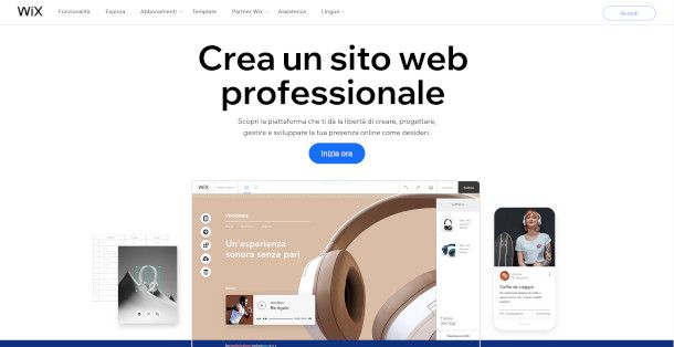 Pagina principale di Wix