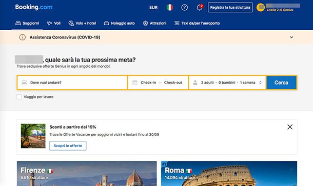 Migliori ecommerce Italia Booking.com