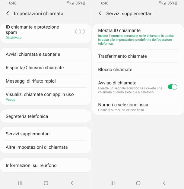 Samsung avviso di chiamata