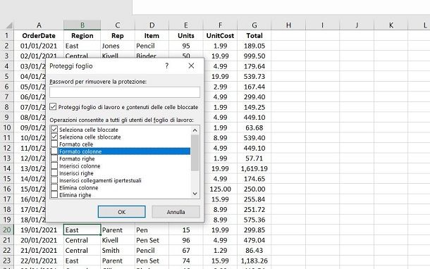 Come bloccare larghezza colonne Excel