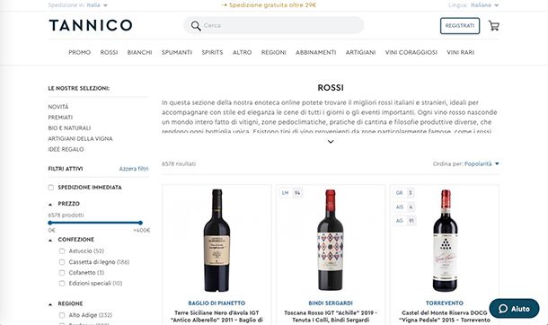 Migliori ecommerce Italia Tannico