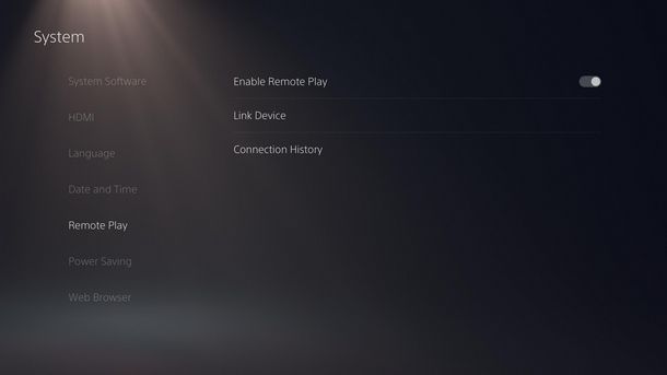 Enable remote control from PS 5 
