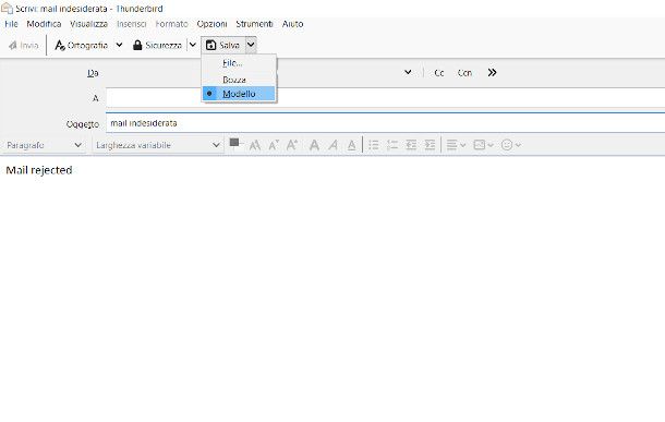 creazione modello Thunderbird