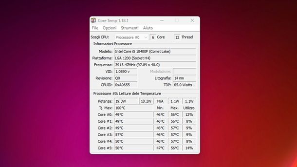Core Temp temperatura CPU Windows