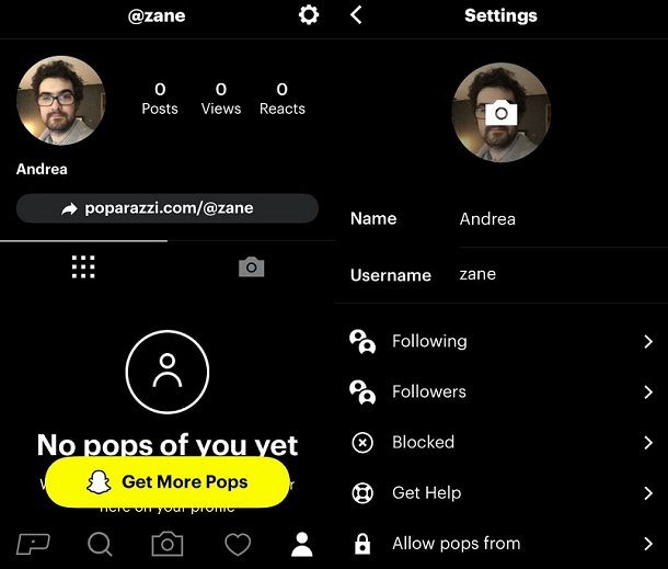 Come gestire profilo Poparazzi