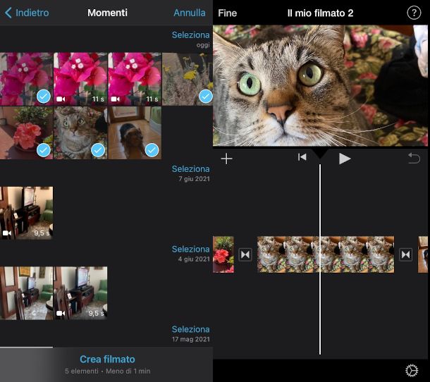 come creare video con foto iMovie iPhone