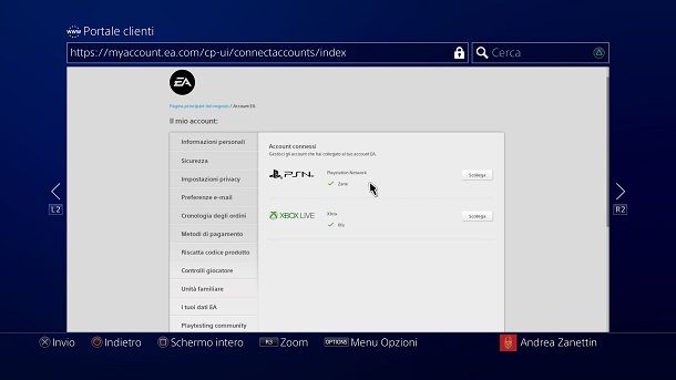 Scollegare account EA