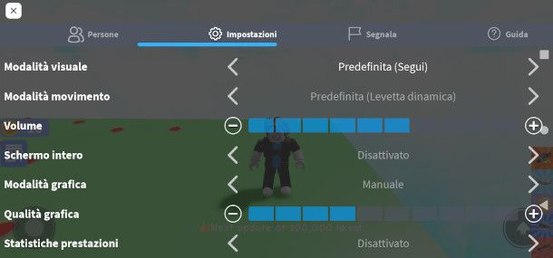 impostazioni grafiche roblox mobile