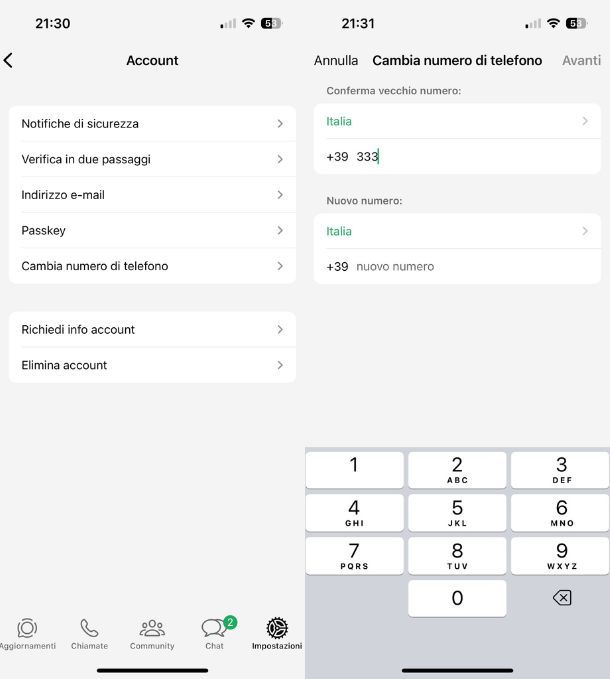 Recuperare conversazioni WhatsApp di un altro numero