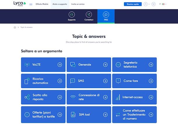 Lyca Mobile supporto