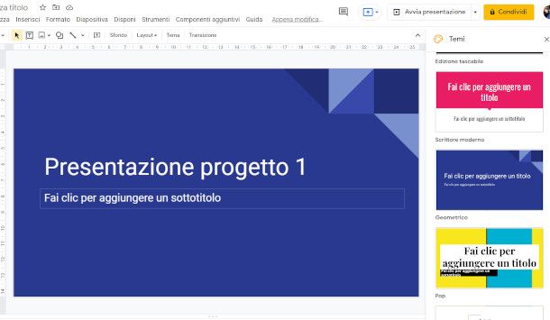 cambiare tema presentazione Google