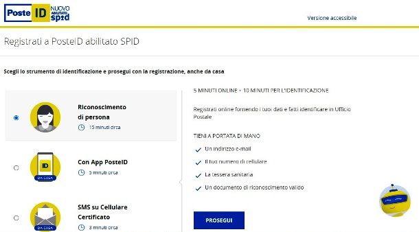 Modalità di riconoscimento SPID poste