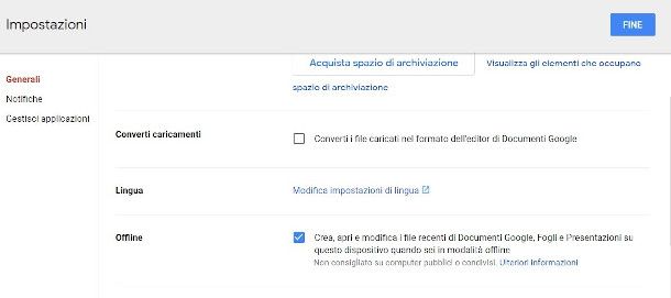 modalità offline Google Drive