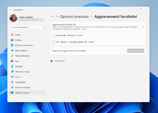 Come aggiornare driver scheda video PC tramite Windows Update