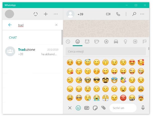 WhatsApp Desktop emoji