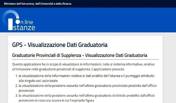 Visualizza dati Istanze Online