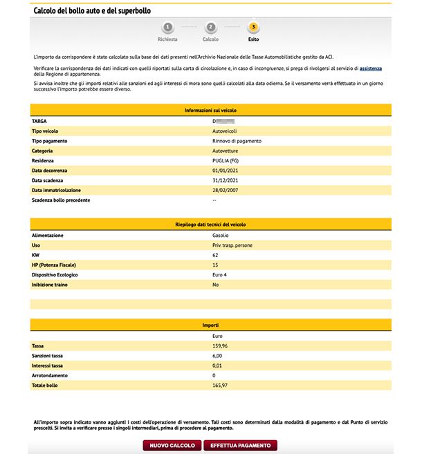 Pagare bollo online con ACI