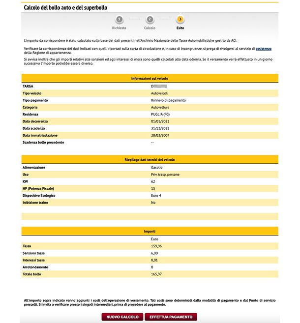 Pagare bollo online con ACI