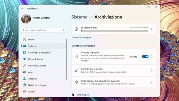 Come liberare spazio su PC Windows 11 funzioni integrate