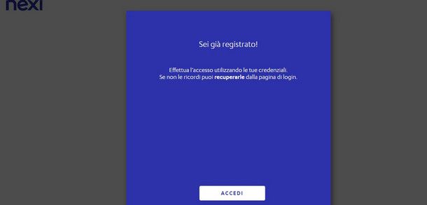 Concludere con successo la registrazione via Web a Nexi Pay