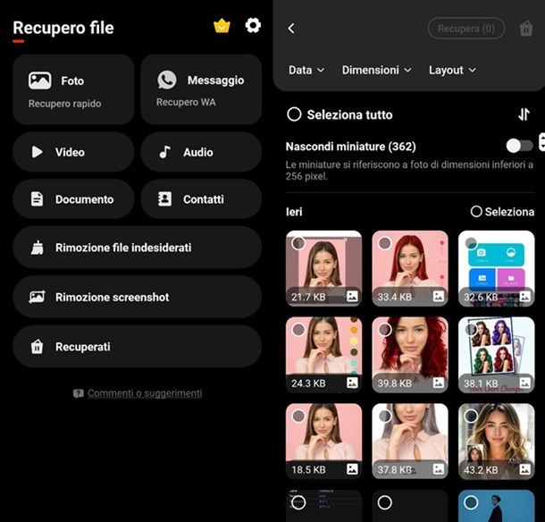 Recupero foto recupro video Android