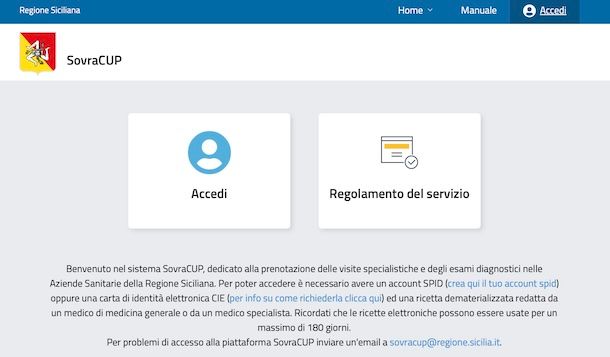 Prenotazione visite Civico Palermo