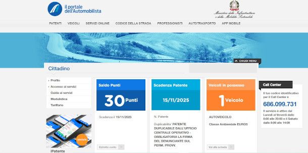 home page portale automobilista