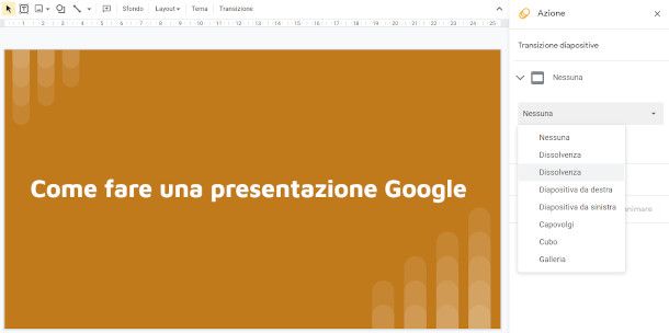 Effetti transizione Google Presentazioni