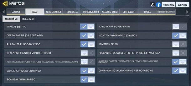 Impostazioni avanzate COD Mobile