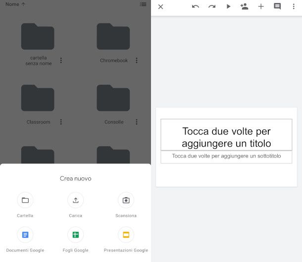 Nuova presentazione Google da app Drive