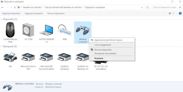 impostazioni controller Windows 10