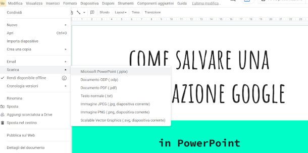 salvare presentazione google pptx