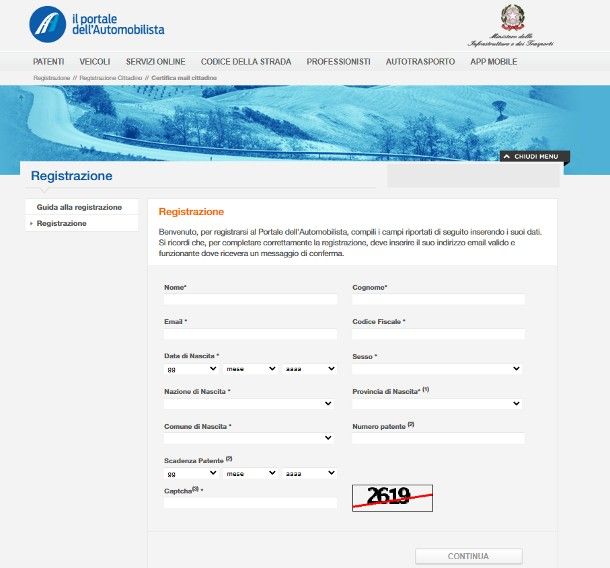 Come registrarsi al Portale dell'Automobilista