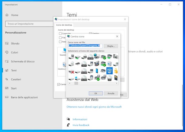 Cambio icone desktop Windows 10