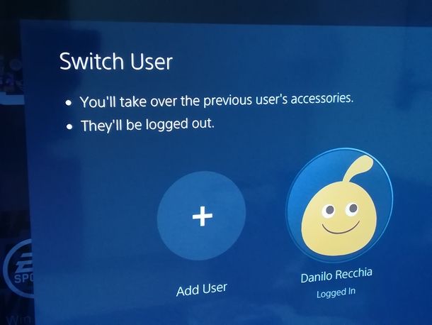 Accedere all'account su PS5 per il trasferimento dei dati da PS4 a PS5