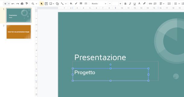 Ridimensionamento oggetti Google Presentazioni