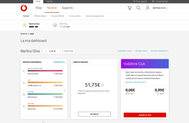 Vodafone sito contatori Internet