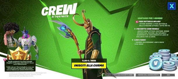 Come iscriversi alla Crew di Fortnite