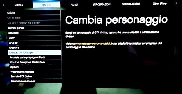 Come cambiare personaggio GTA 5 Online