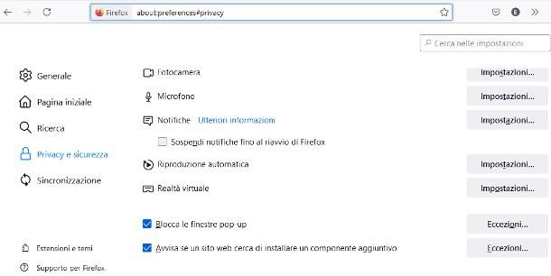 Come disattivare popup su Firefox