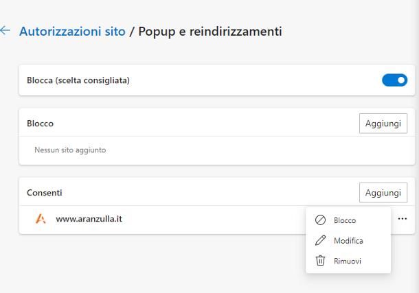 Come disattivare popup su Microsoft Edge